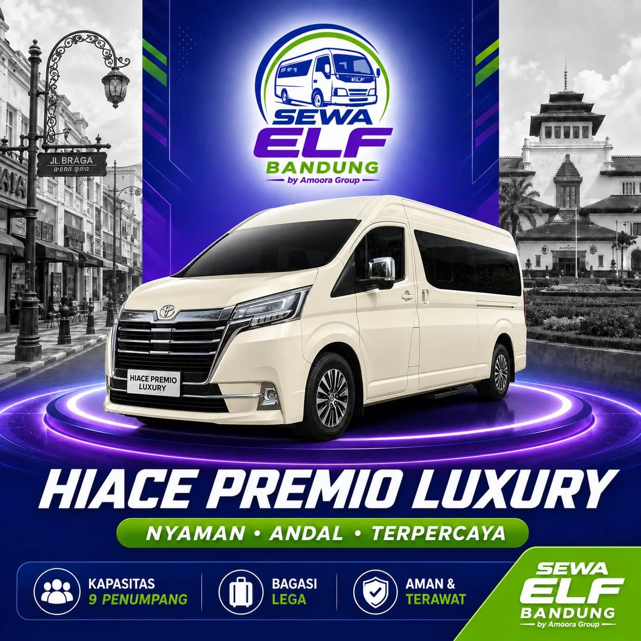 Sewa Hiace Premio Luxury Bandung VIP Captain Seat - Sewa Elf Bandung by Amoora Group